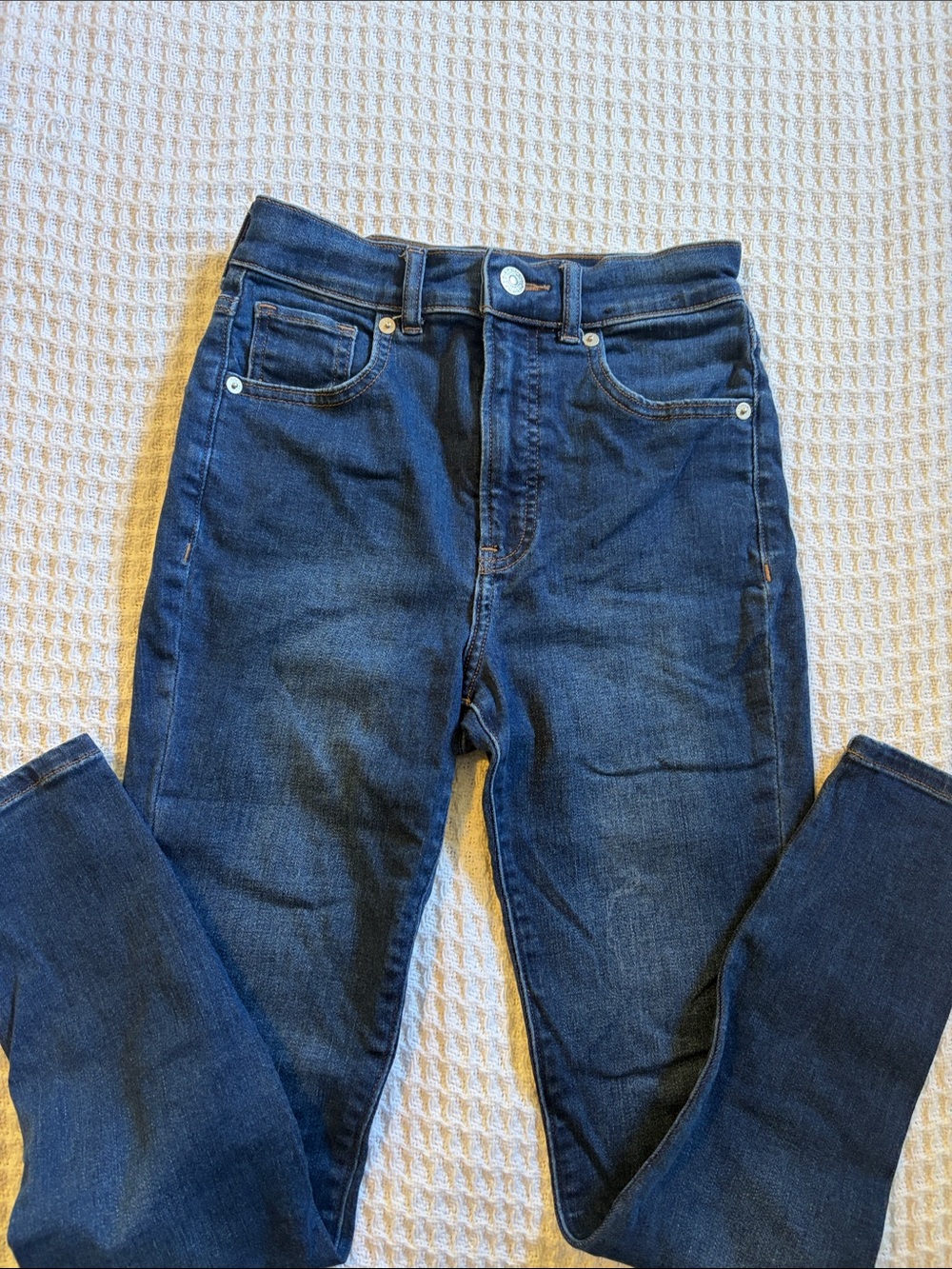 Express High-Rise Skinny Jeans in Dark Blue